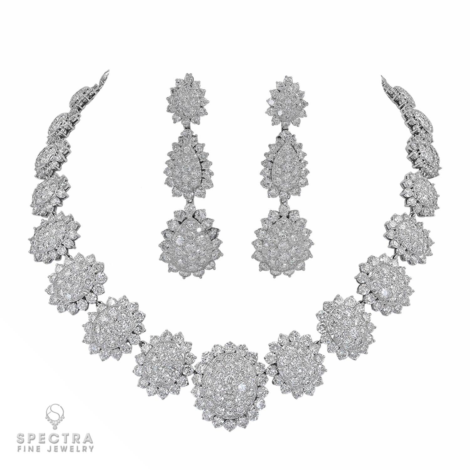 Demi Parure Suite with Diamond Pave Honeycomb Design