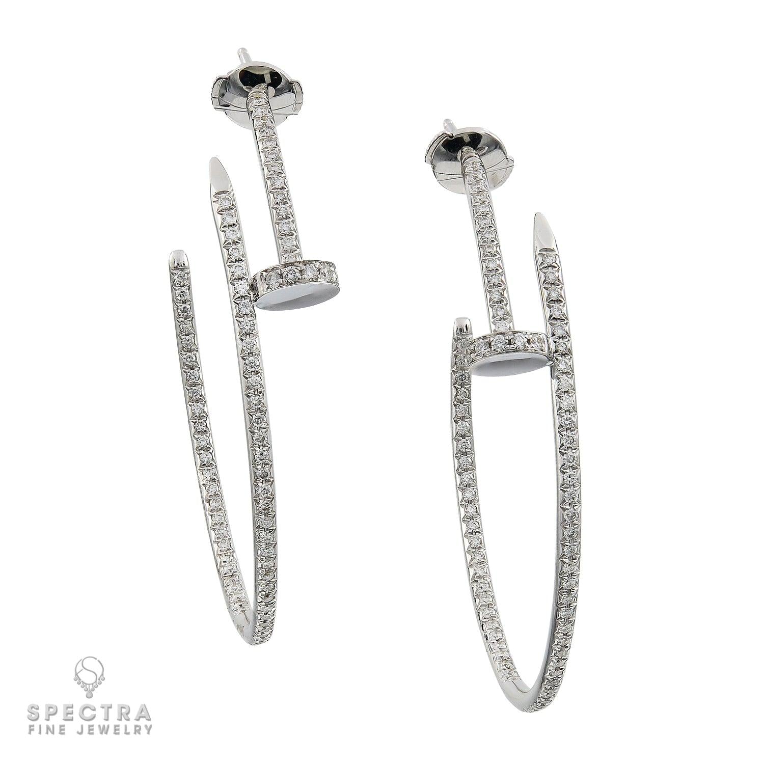 Diamond Nail Hoop Earrings 18k Gold
