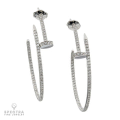 Diamond Nail Hoop Earrings 18k Gold