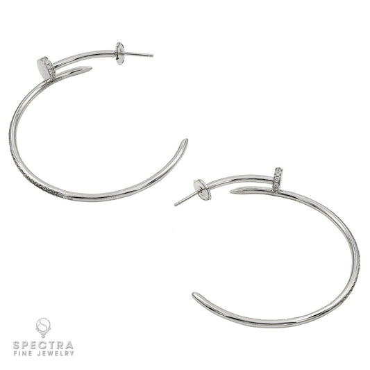 Diamond Nail Hoop Earrings 18k Gold