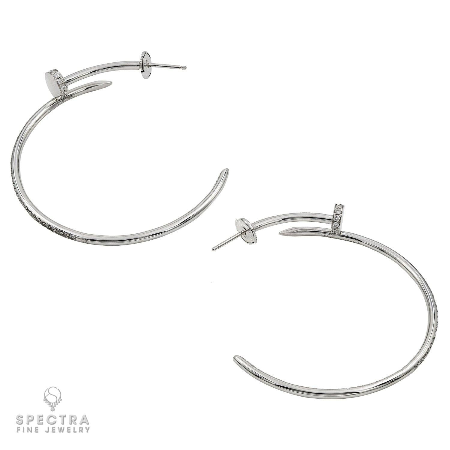 Diamond Nail Hoop Earrings 18k Gold
