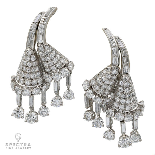 Drayson London Contemporary Diamond Floral Drop Earrings, 10.80 ct.