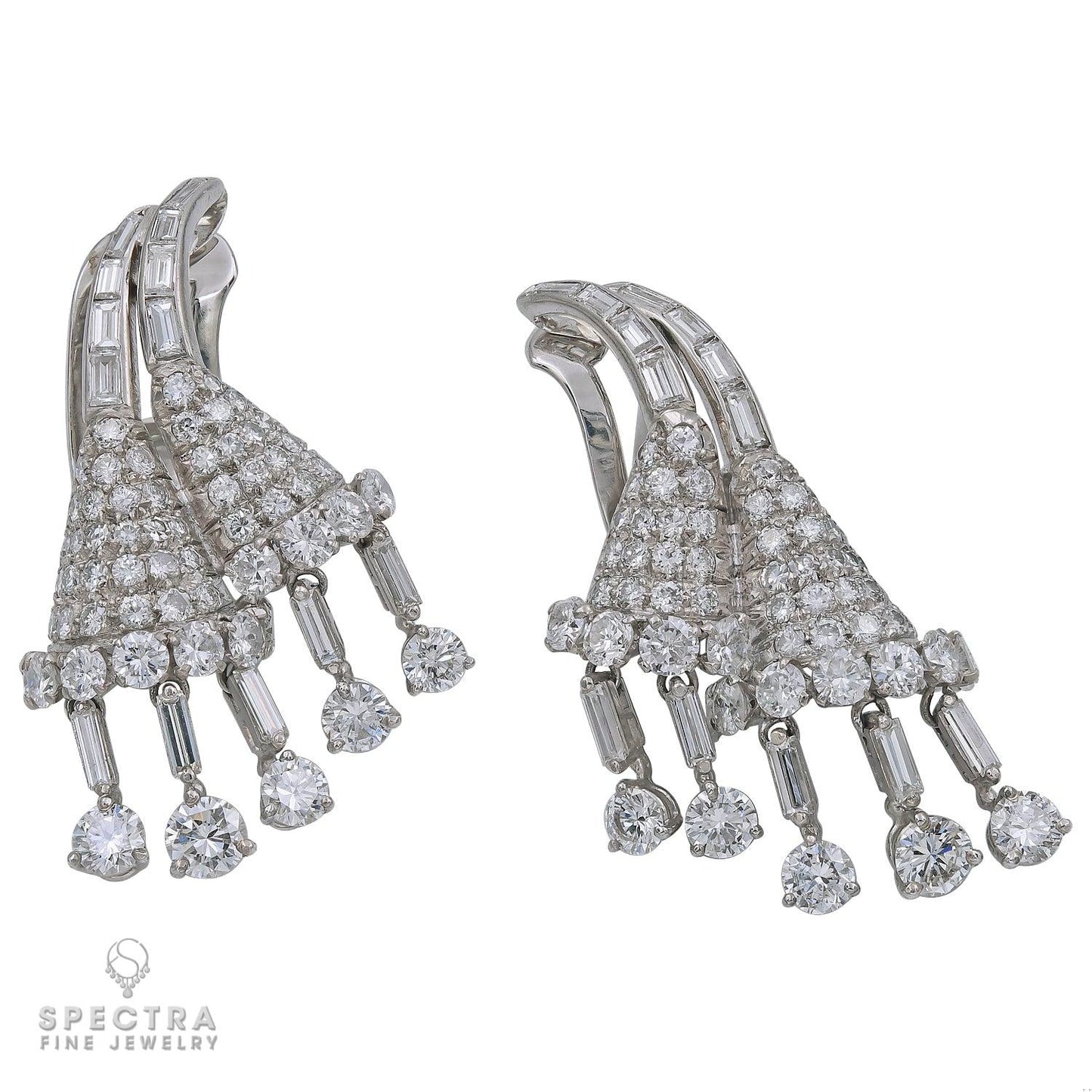 Drayson London Contemporary Diamond Floral Drop Earrings