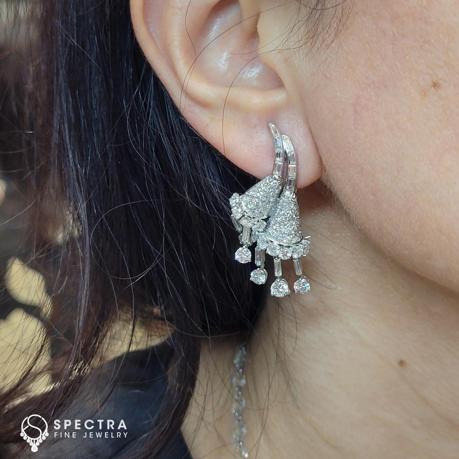 Drayson London Contemporary Diamond Floral Drop Earrings, 10.80 ct.