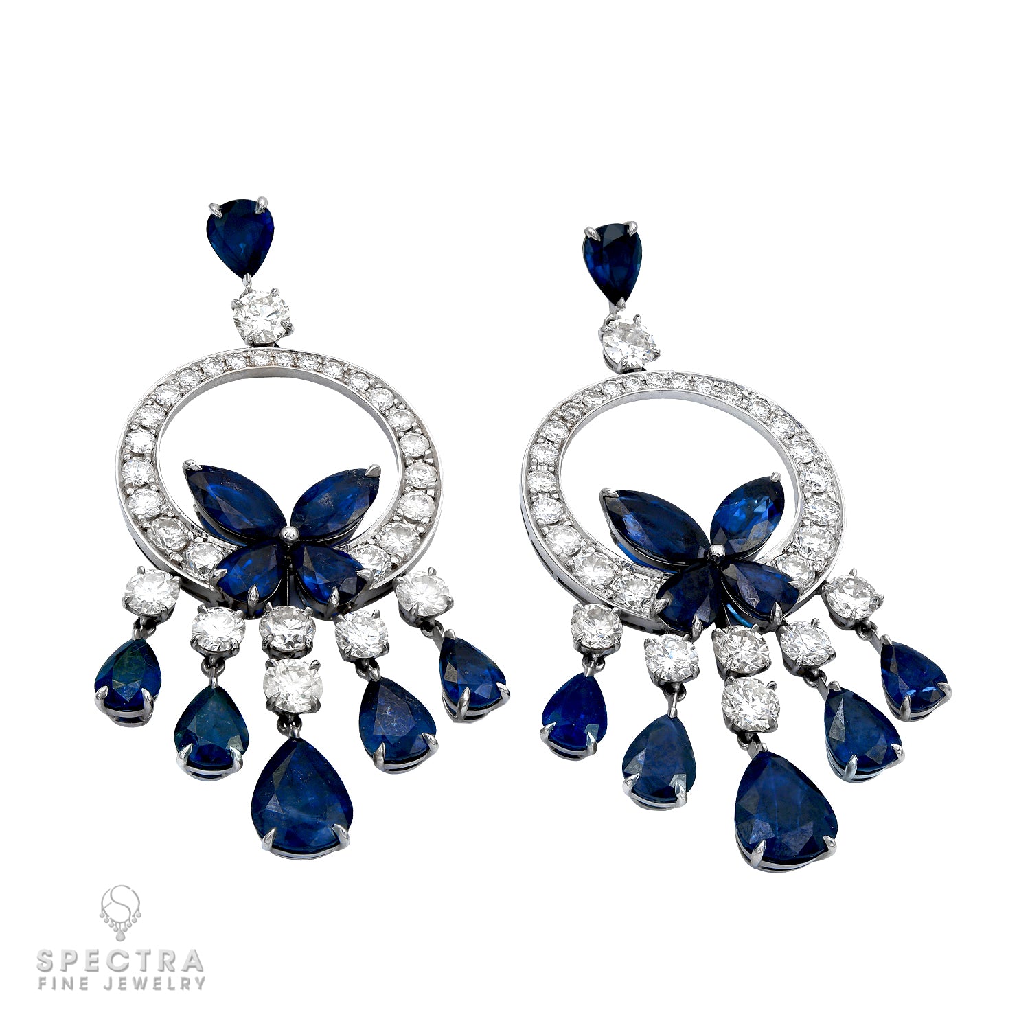 Spectra Fine Jewelry Diamond Sapphire Sevillana Chandelier Earrings - view 2