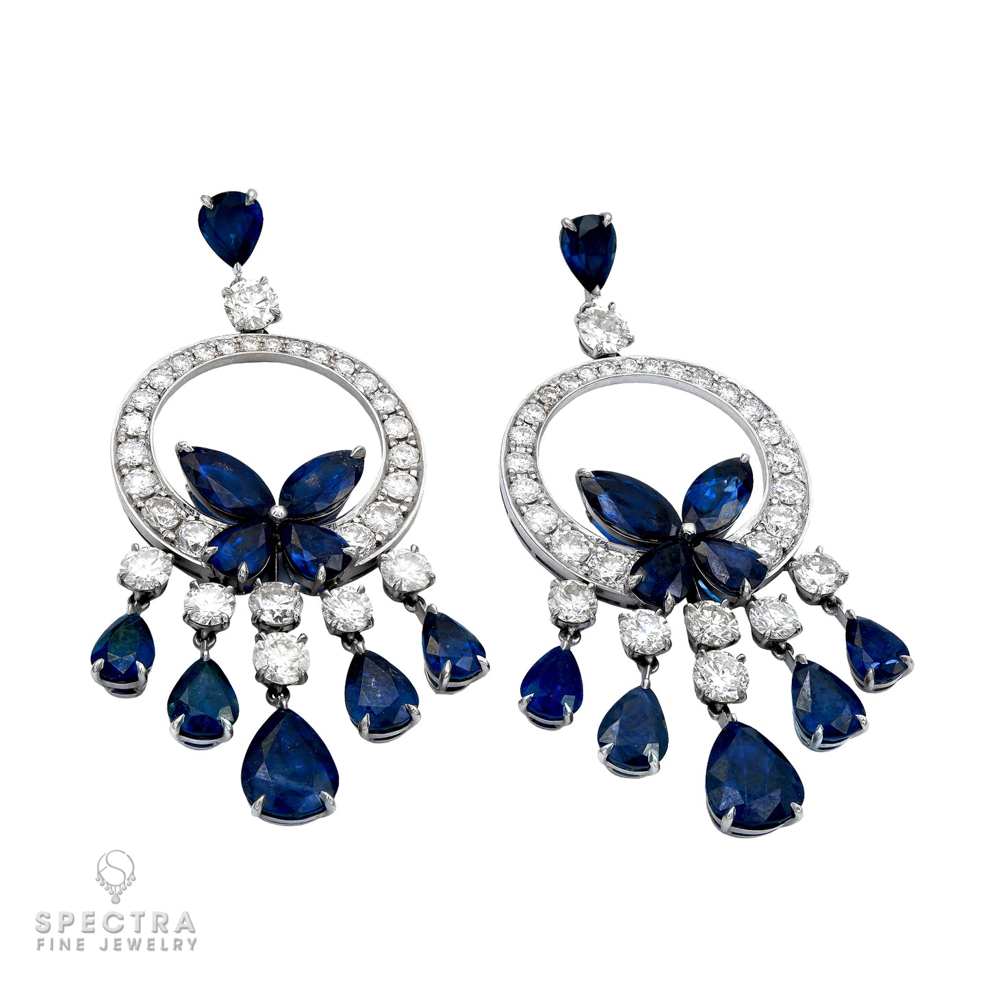 Spectra Fine Jewelry Diamond Sapphire Sevillana Chandelier Earrings - view 2