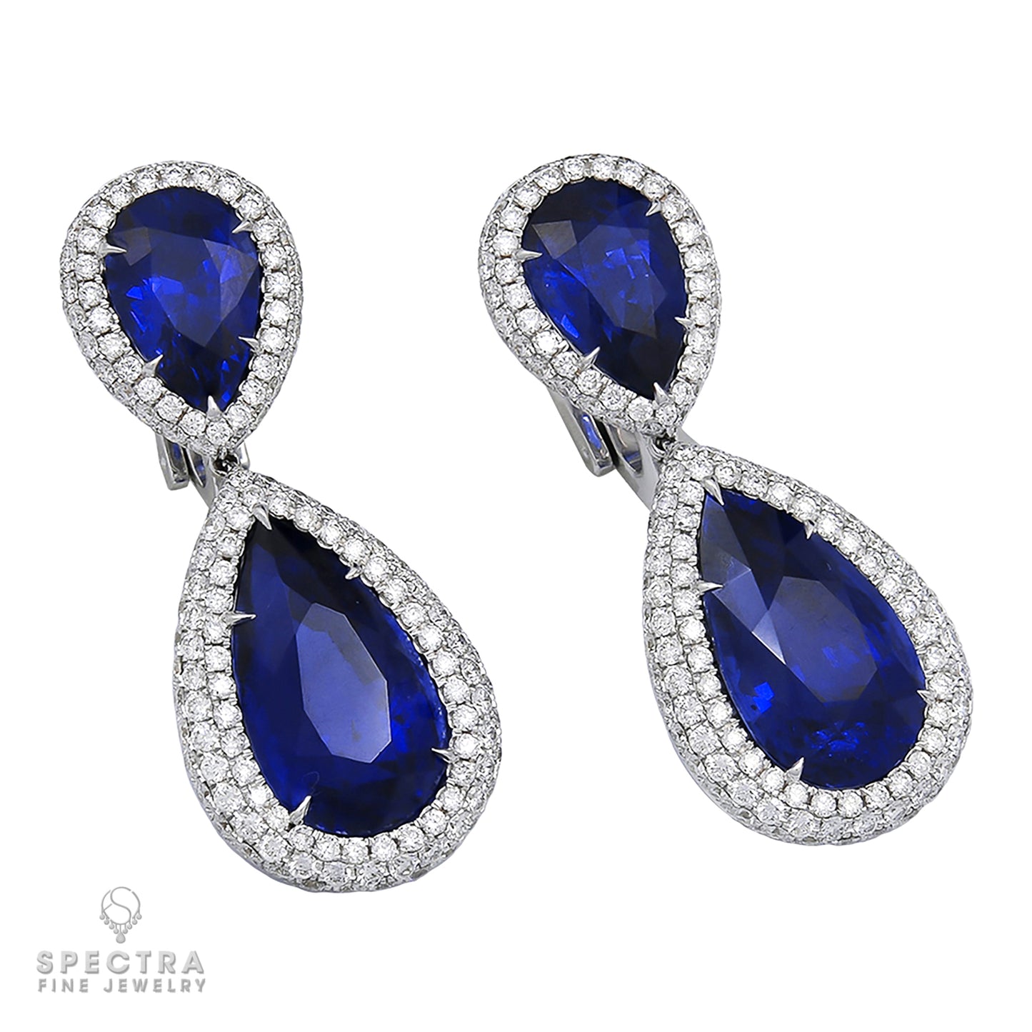 Spectra Fine Jewelry GRS Certified 28.52 Carat Sapphire Diamond Earrings - view 2