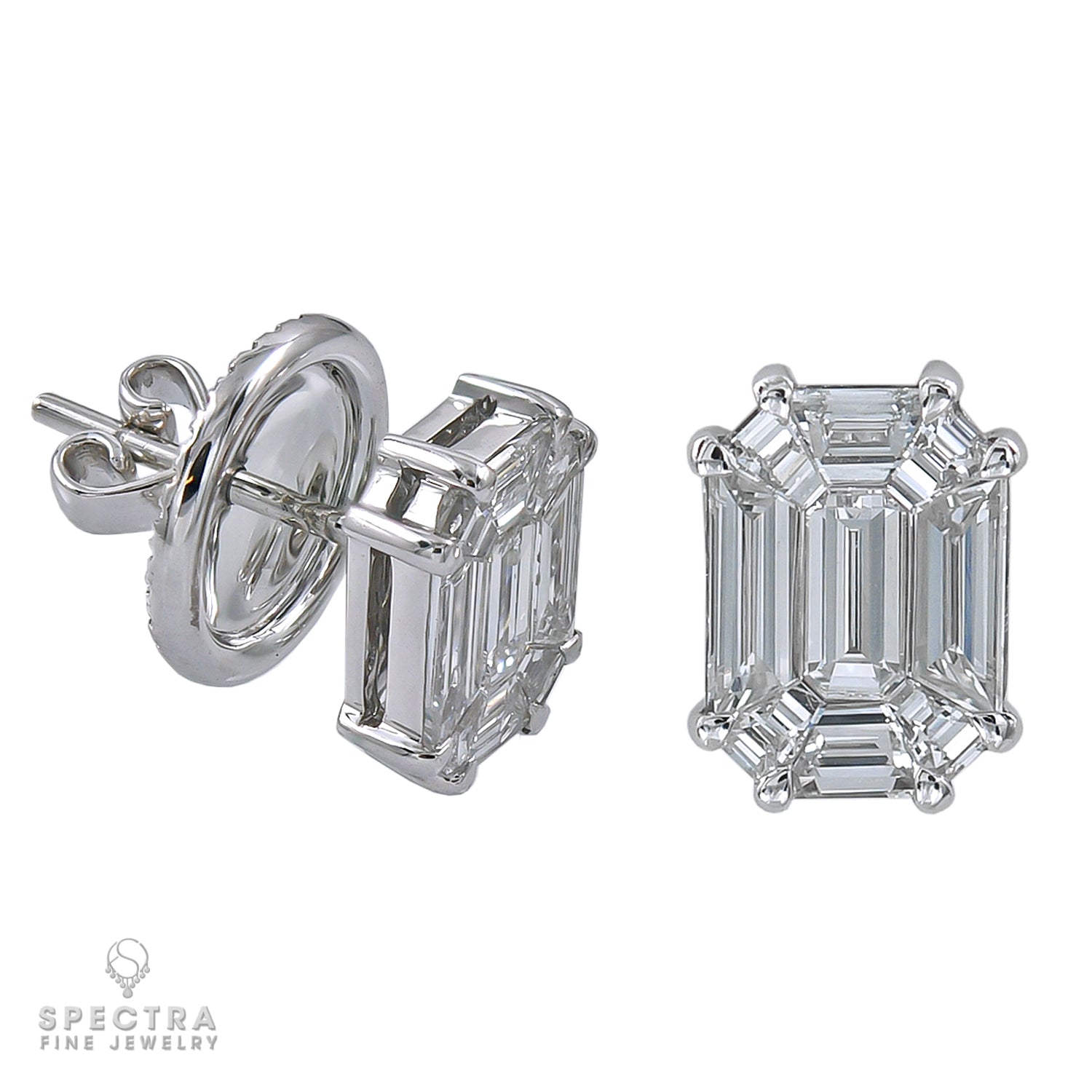 Spectra Fine Jewelry Illusion Diamond 18K White Gold Stud Earrings - view 2