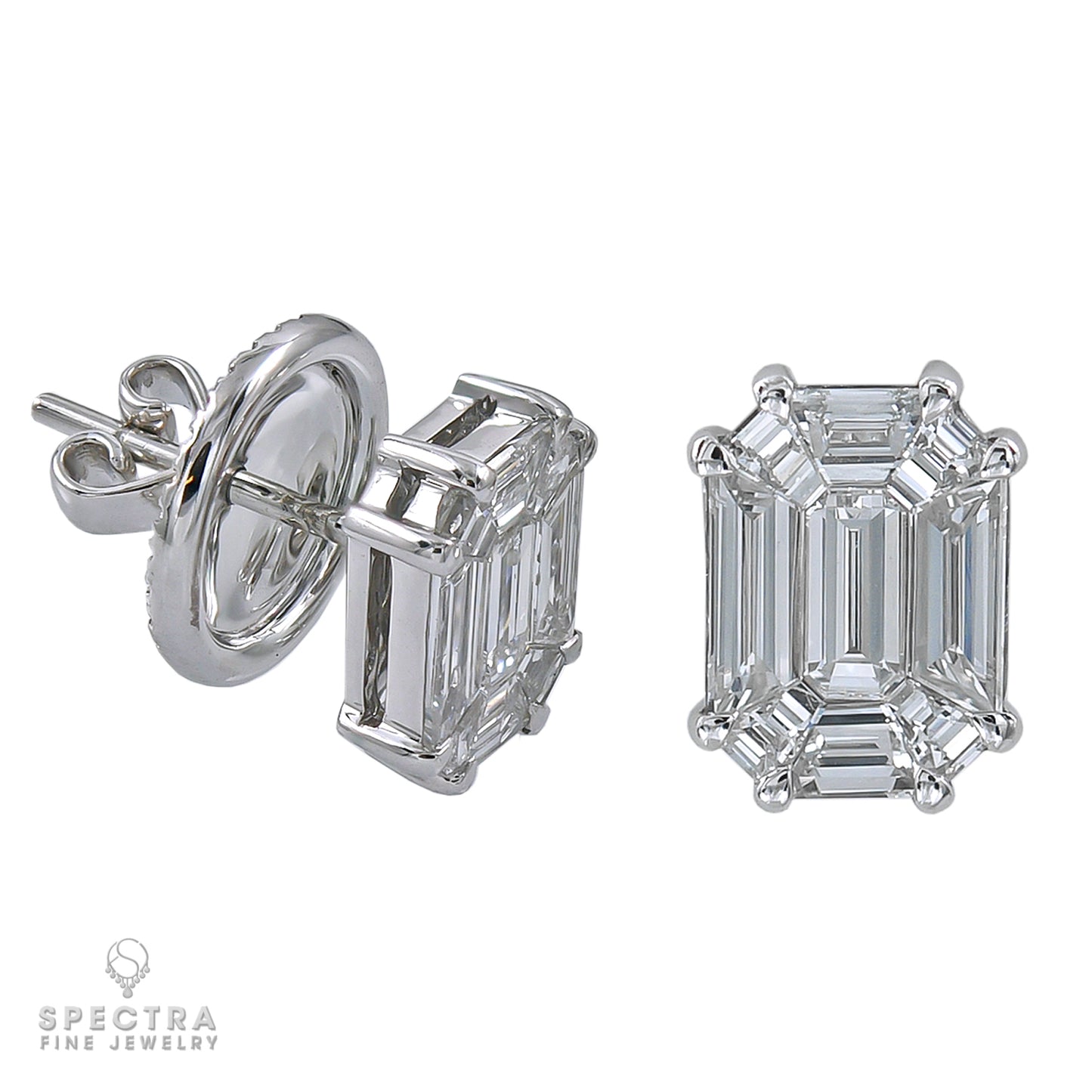 Spectra Fine Jewelry Illusion Diamond 18K White Gold Stud Earrings - view 2