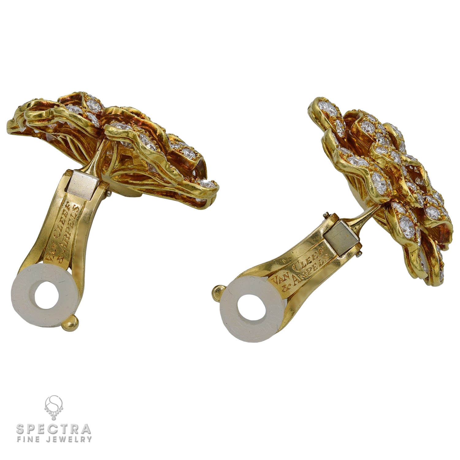 Van Cleef & Arpels Diamond Camellia Gold Earrings - view 2