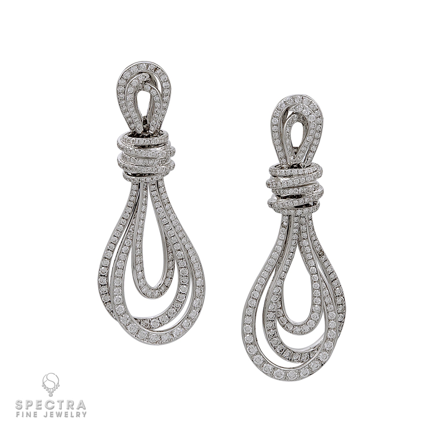 Spectra Fine Jewelry's 18k White Gold Diamond Rope Style Earrings - view 2
