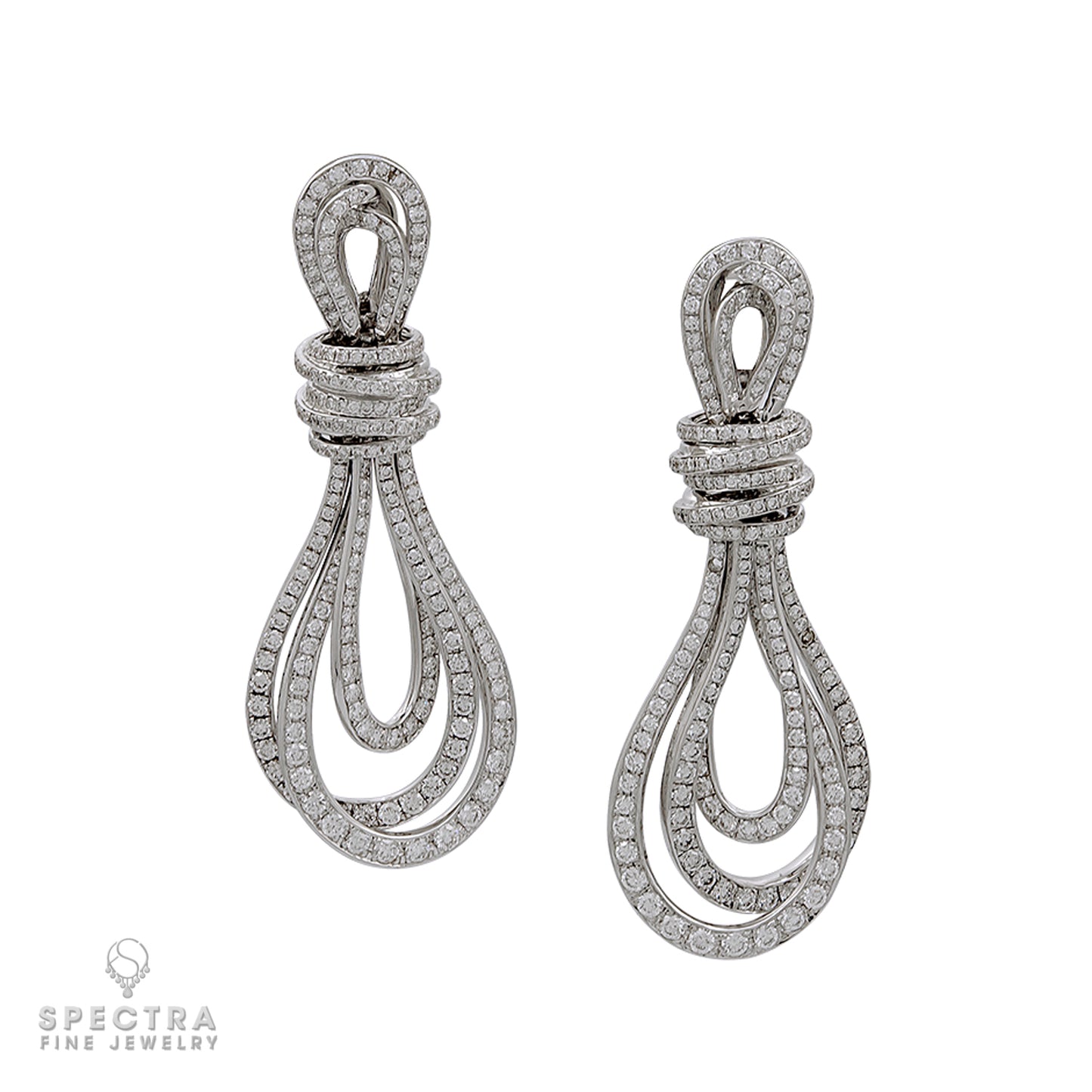 Spectra Fine Jewelry's 18k White Gold Diamond Rope Style Earrings - view 3