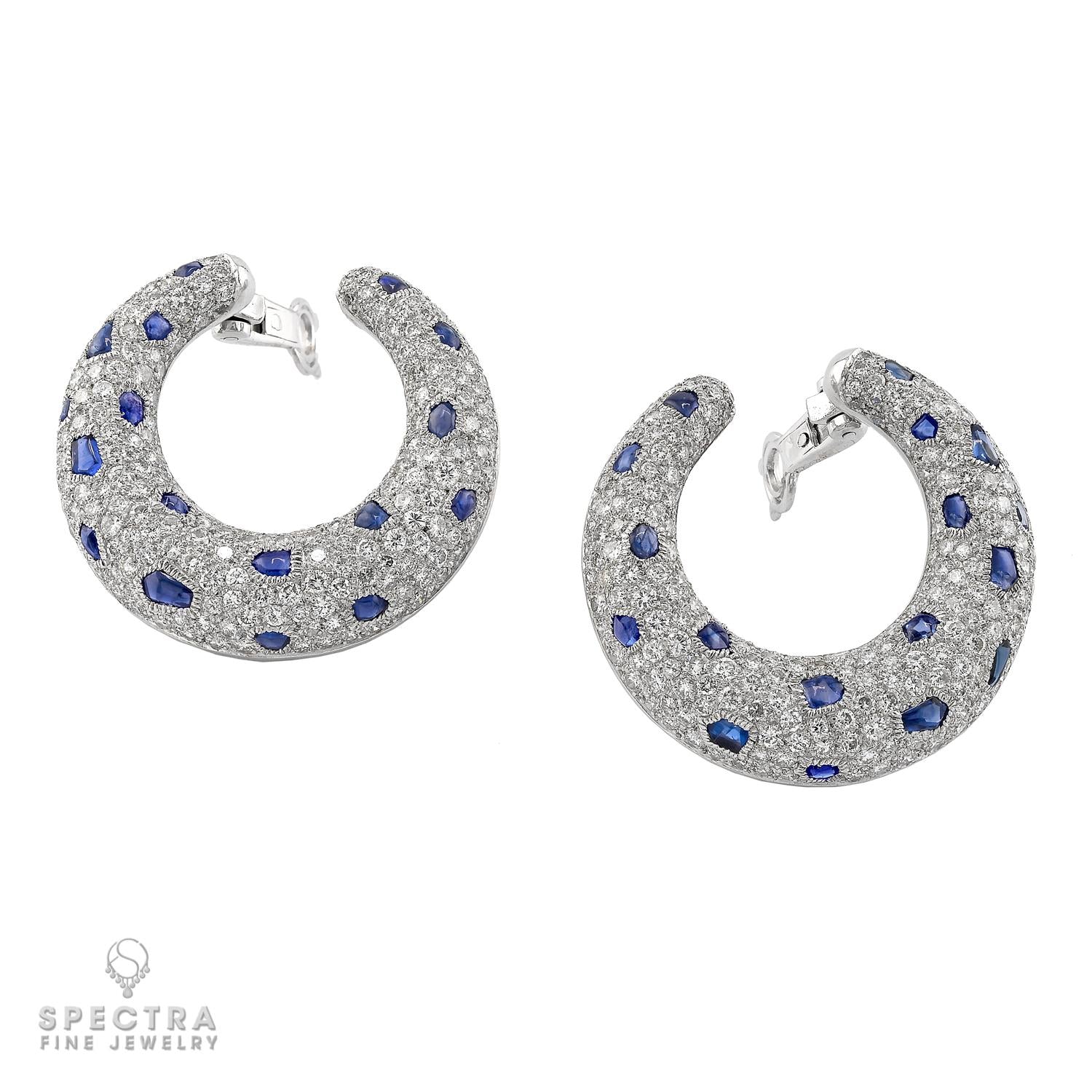 Cartier 'Panthère' Sapphire and Diamond Ear Clips - Large