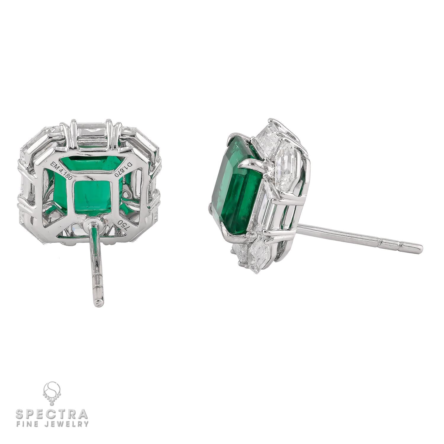 Colombian No-Oil Emerald & Diamond Earrings by Spectra Fine Jewelry