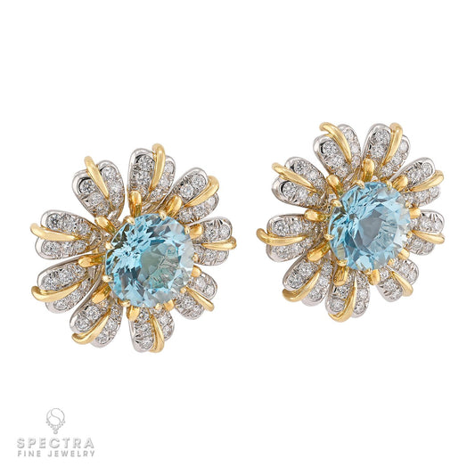 Tiffany Schlumberger Aquamarine Earrings | Signed Fine Jewelry