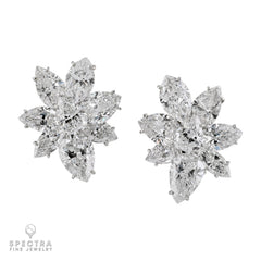 40.22 cts. Diamond Cluster Earrings in Platinum & 18K Gold