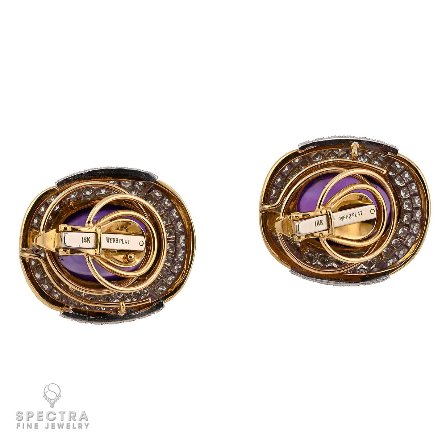 David Webb Amethyst & Diamond Convertible Pendant Earrings