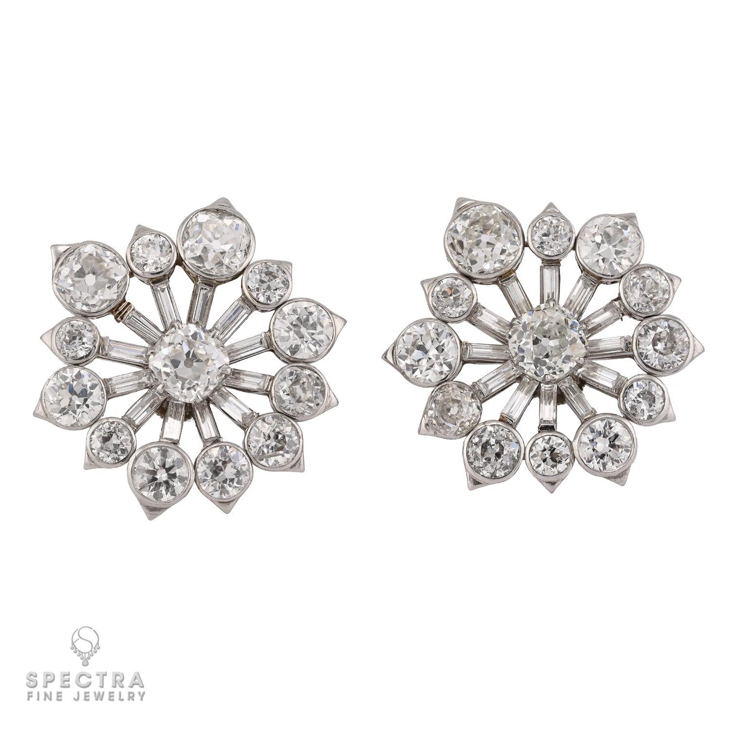 Van Cleef & Arpels Diamond Starburst Earrings, 1940s – Platinum