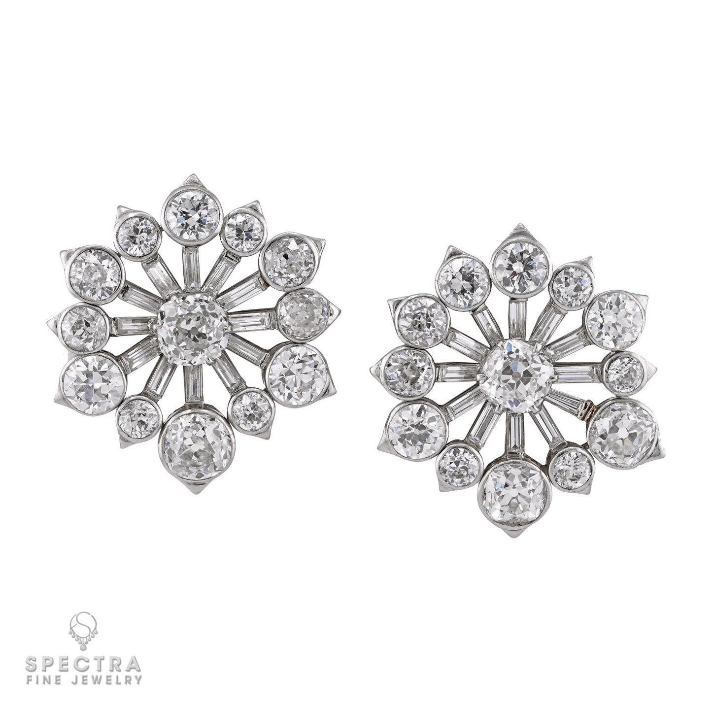 Van Cleef & Arpels Diamond Starburst Earrings, 1940s – Platinum