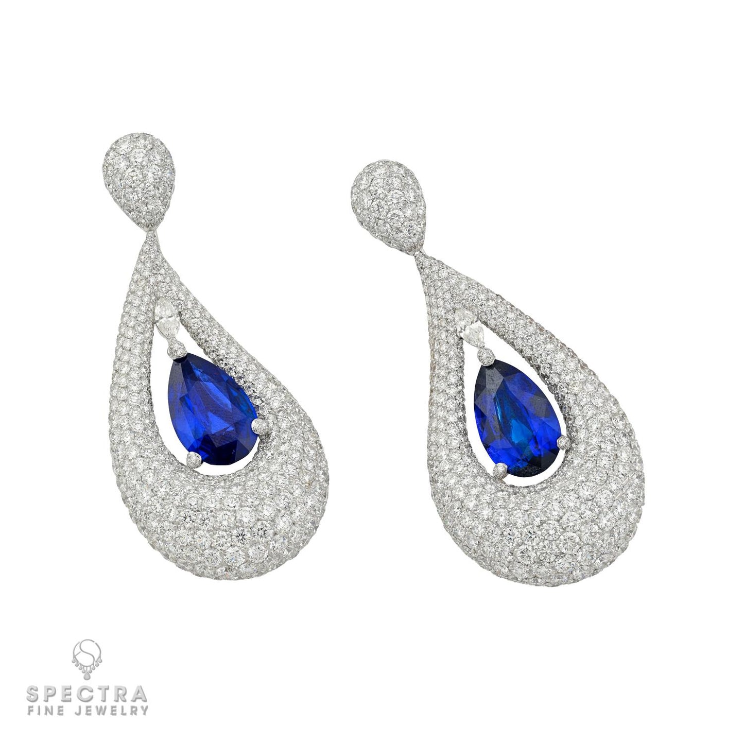 De Grisogono 24.60ctw Sapphire & 35ctw Diamond Earrings | SSEF