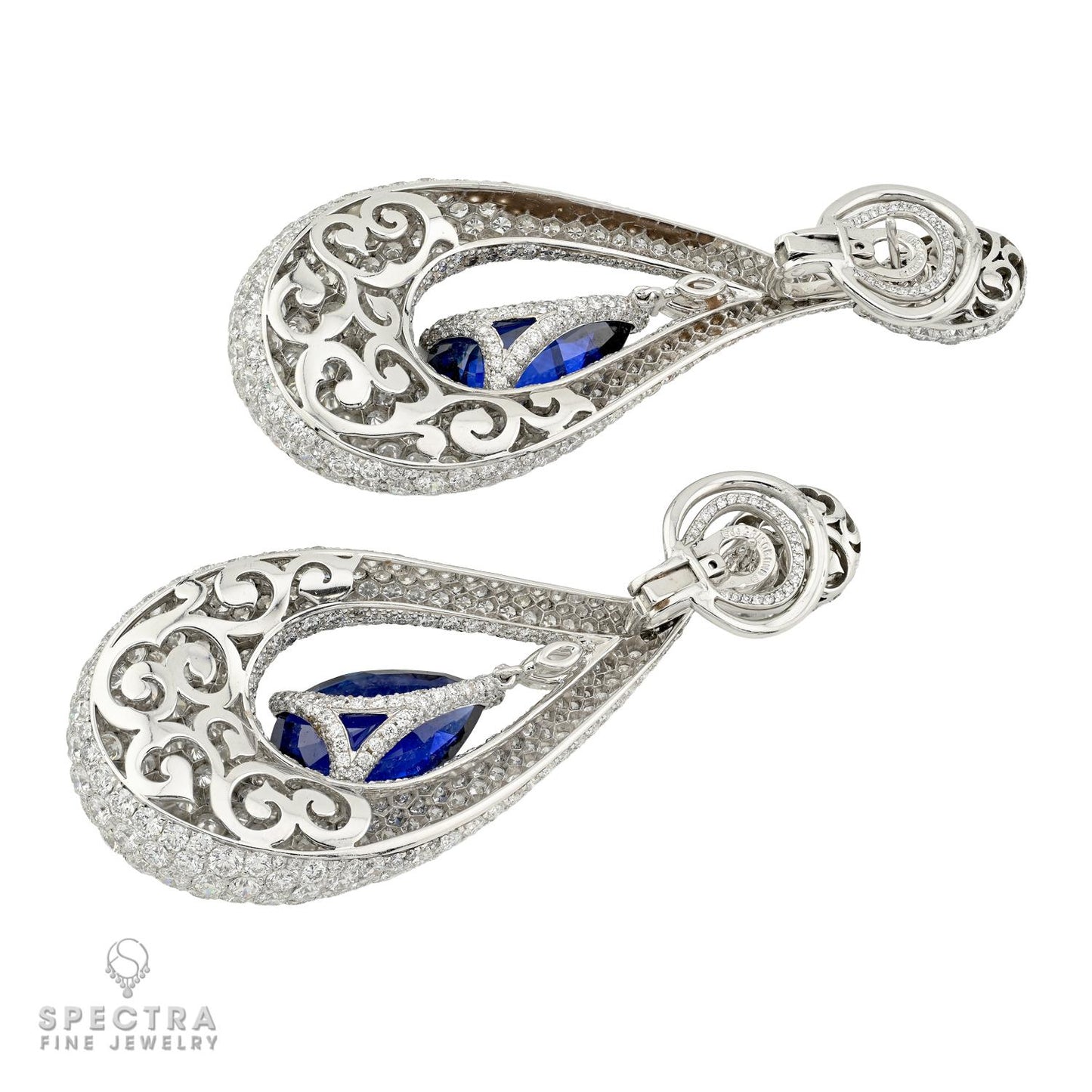 De Grisogono 24.60ctw Sapphire & 35ctw Diamond Earrings | SSEF