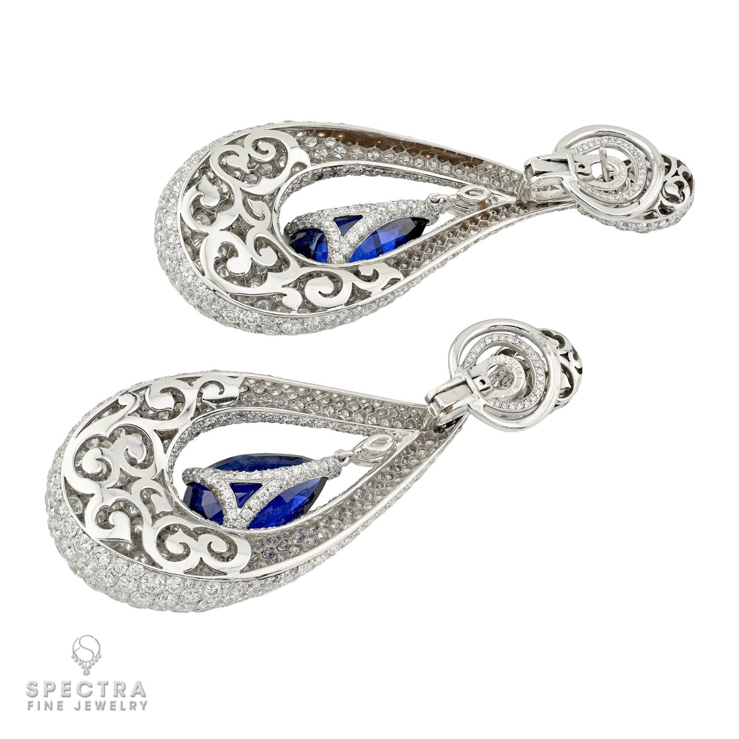 De Grisogono 24.60ctw Sapphire & 35ctw Diamond Earrings | SSEF