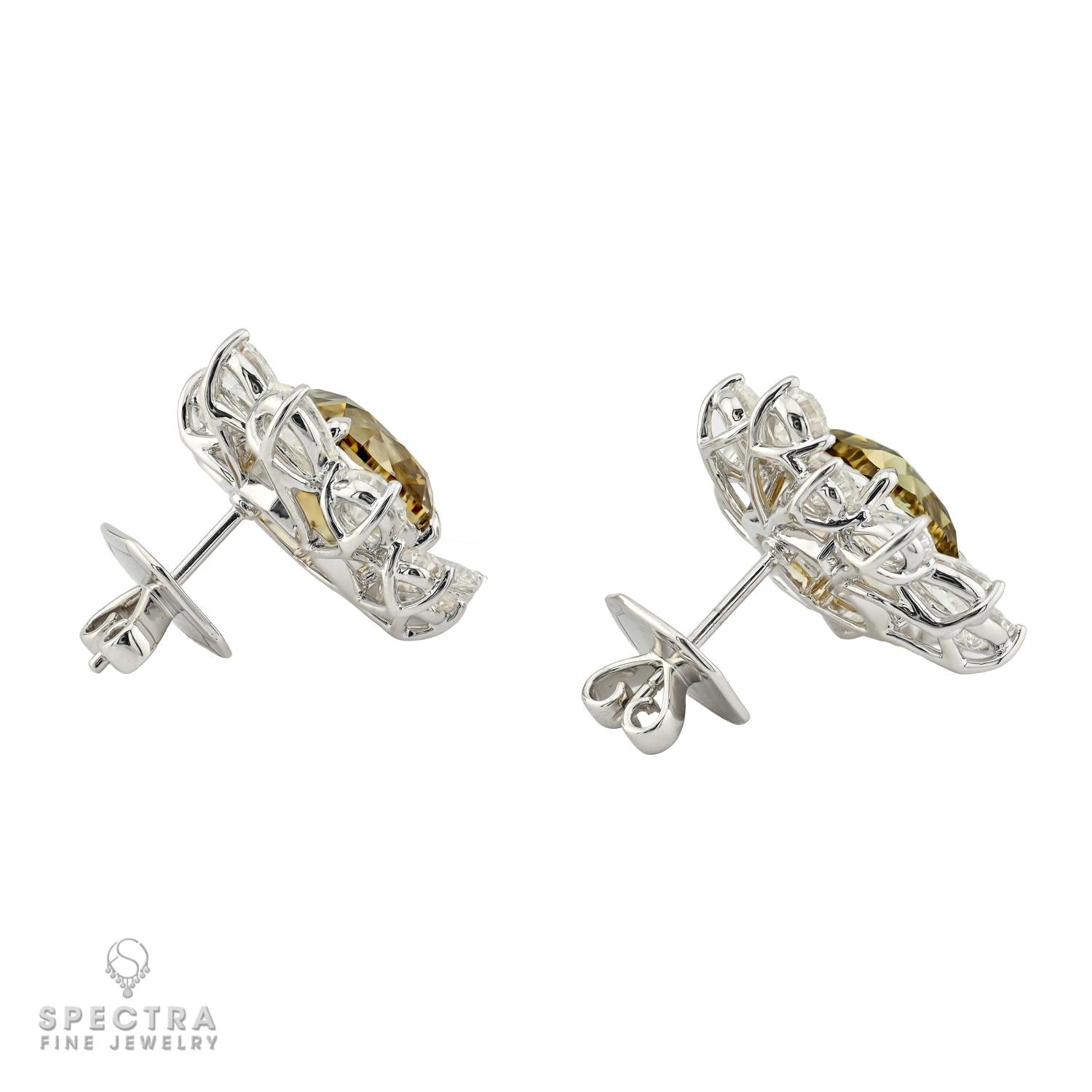 Spectra 6.56 & 6.34ct Cushion Fancy Brown-Yellow Earrings | GIA