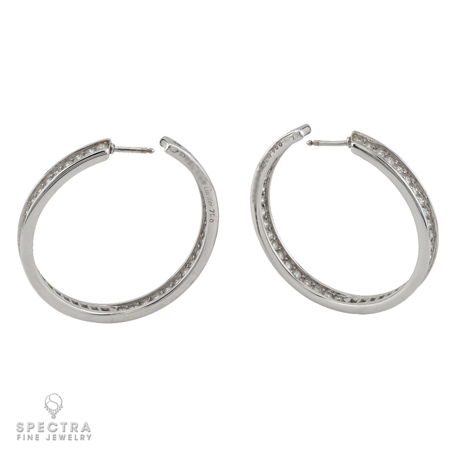 Cartier 2.75ct Diamond Hoop Earrings, 18K White Gold