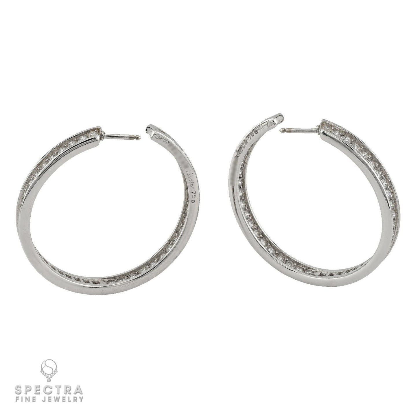 Cartier 2.75ct Diamond Hoop Earrings, 18K White Gold