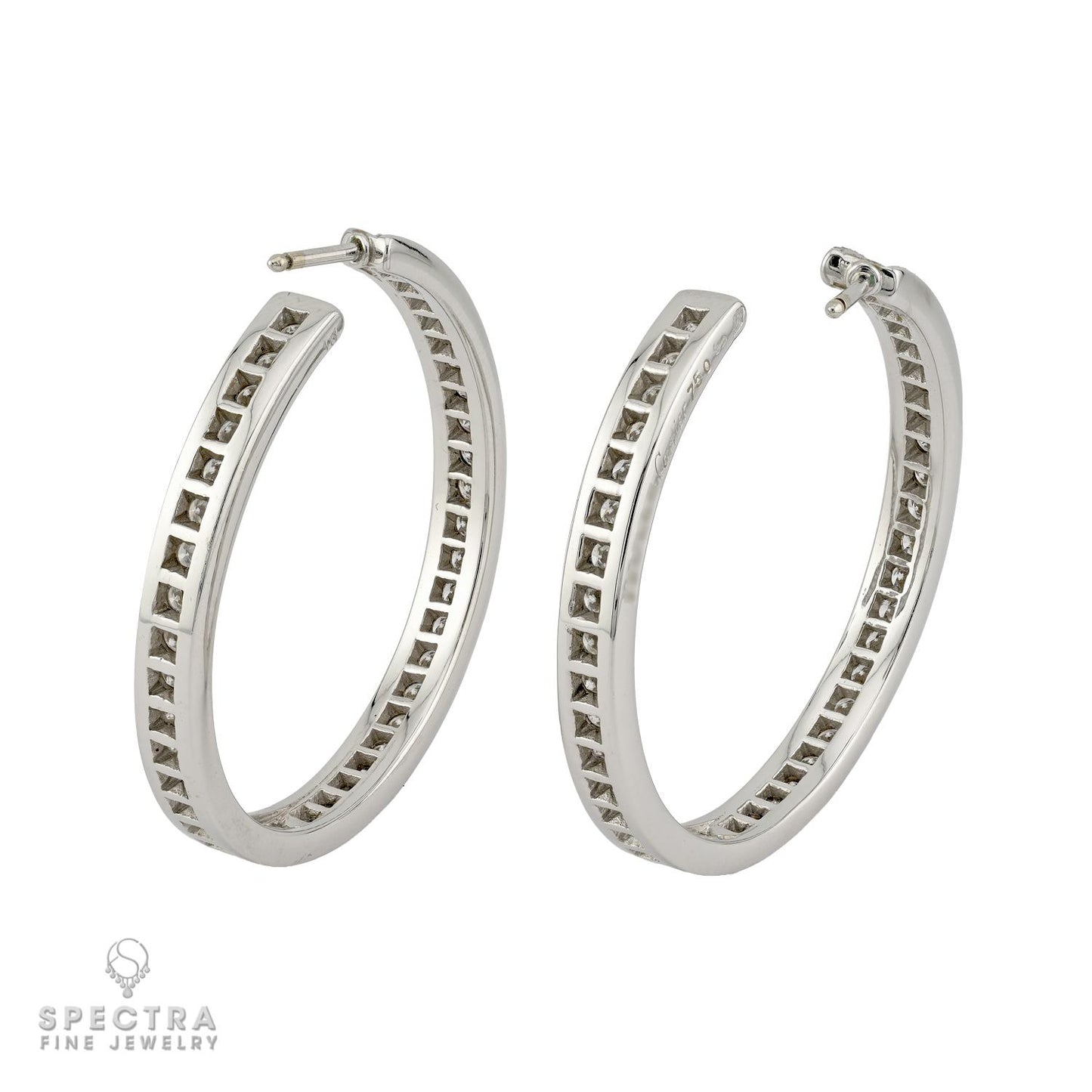 Cartier 2.75ct Diamond Hoop Earrings, 18K White Gold
