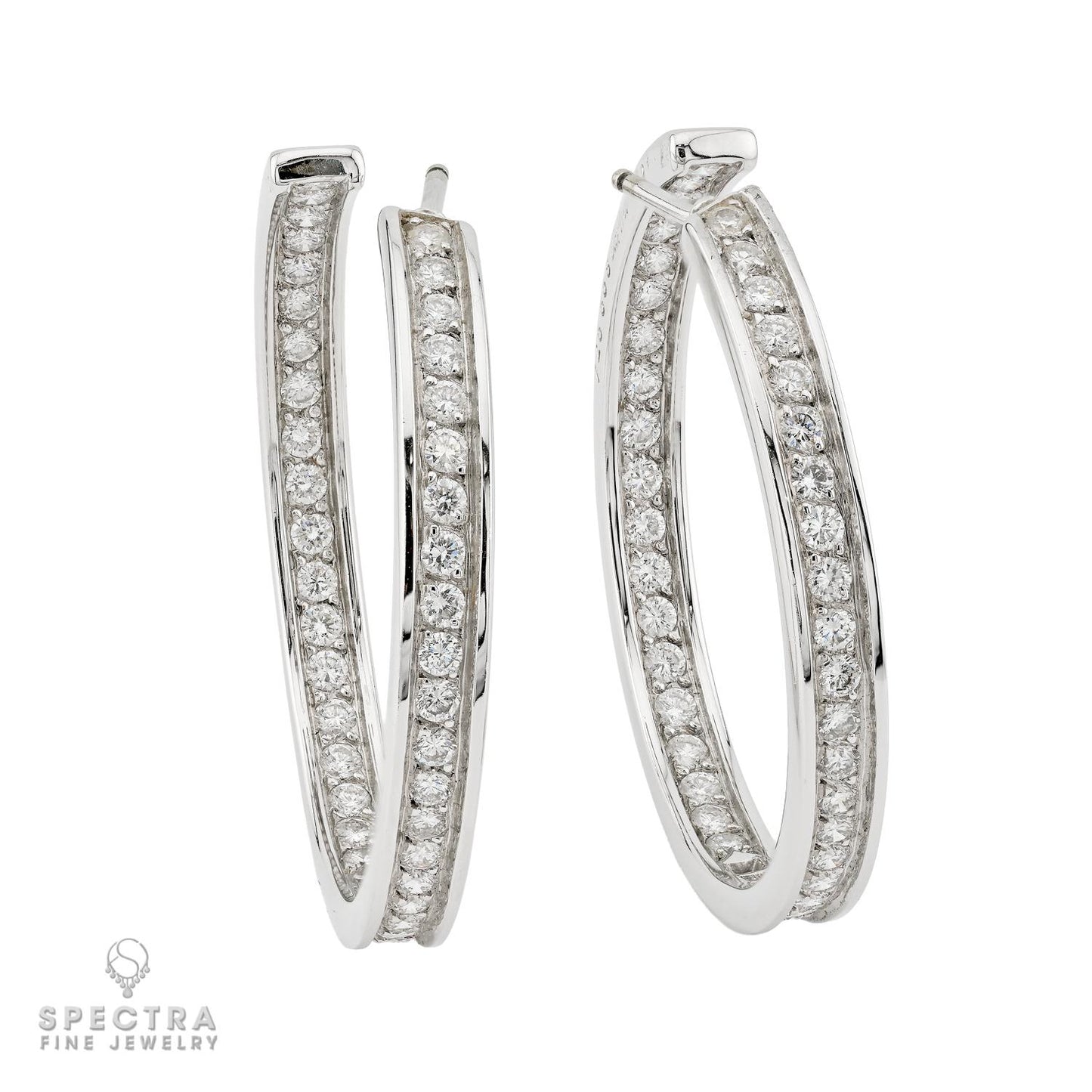 Cartier 2.75ct Diamond Hoop Earrings, 18K White Gold