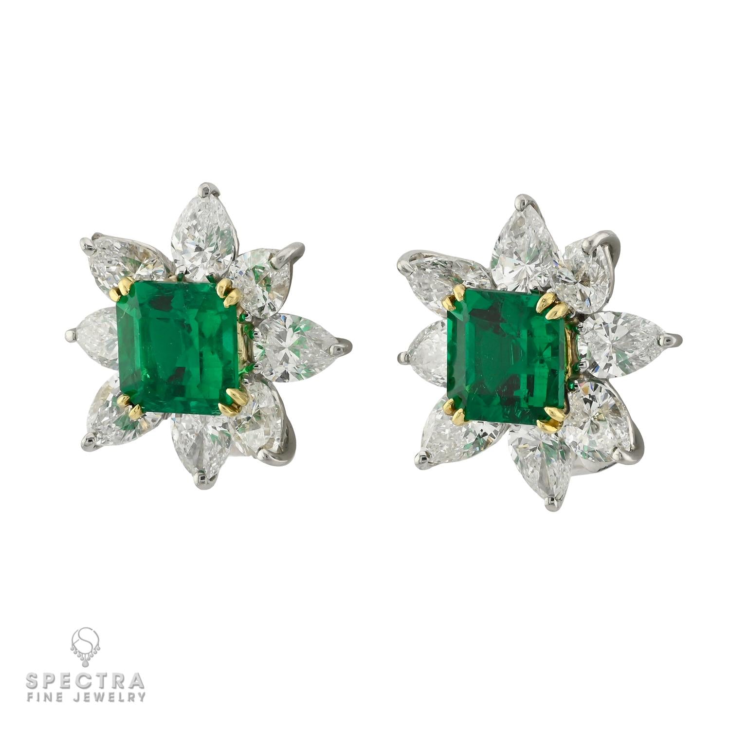 Bayco 4.11 ctw Colombian Emerald & Diamond Earrings | AGL Certified