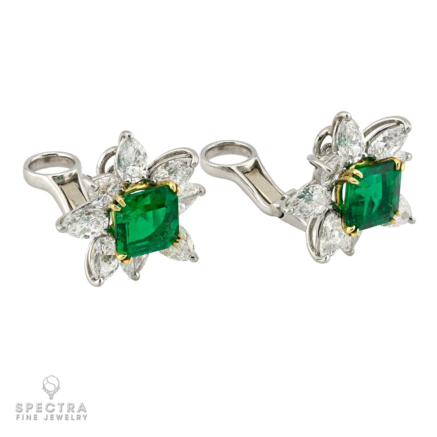 Bayco 4.11 ctw Colombian Emerald & Diamond Earrings | AGL Certified