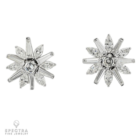 18K White Gold Starburst Diamond Stud Earrings | 4.05ctw Spectra Fine Jewelry