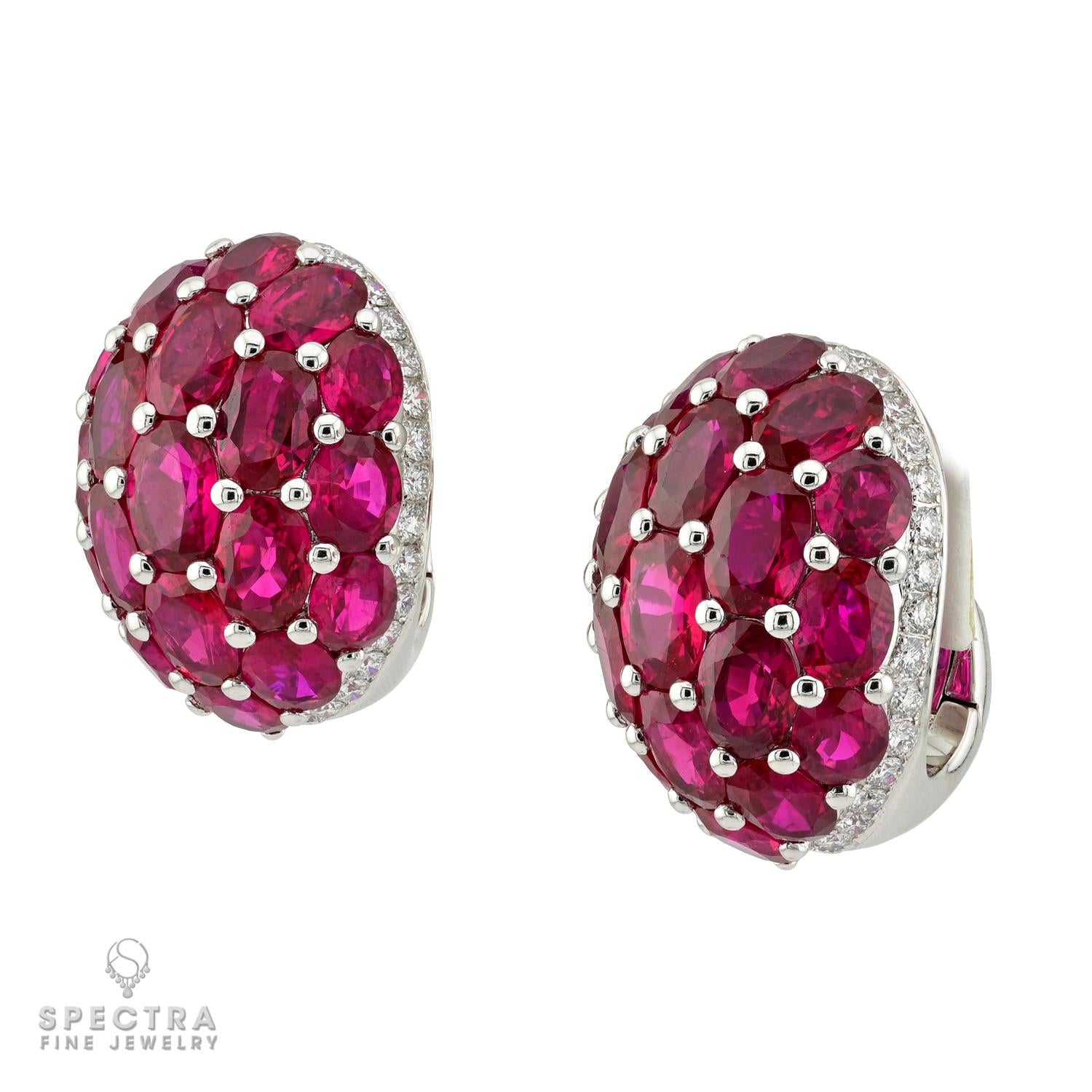Graff Ruby and Diamond Bombe Earrings in 18K Gold