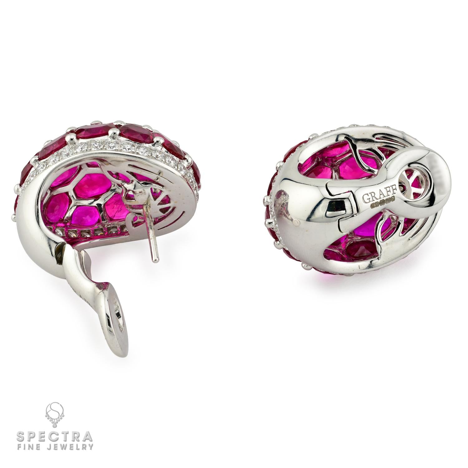 Graff Ruby and Diamond Bombe Earrings in 18K Gold