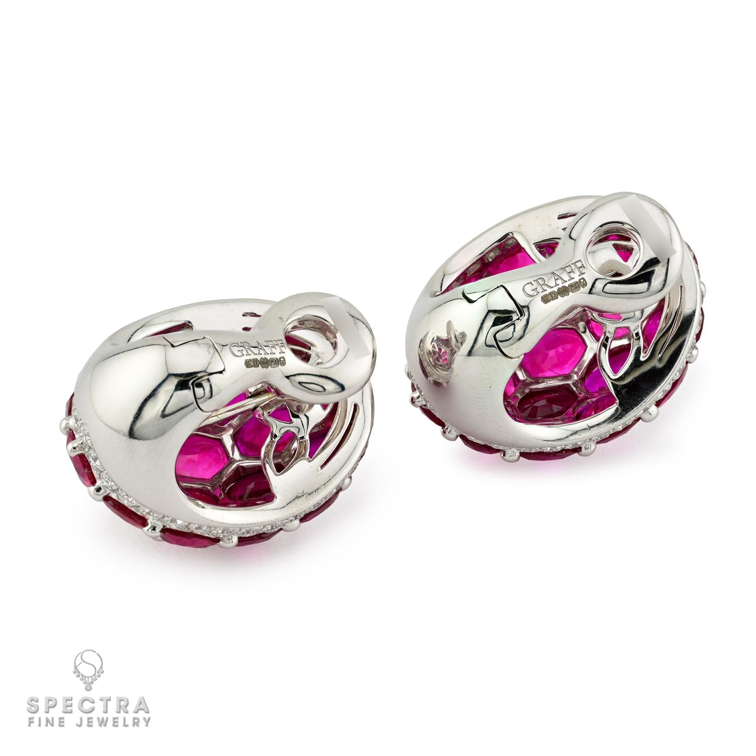 Graff Ruby and Diamond Bombe Earrings in 18K Gold