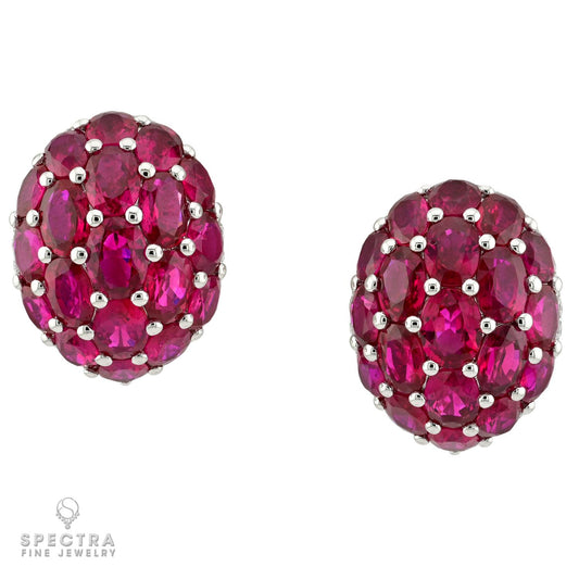 Graff Ruby and Diamond Bombe Earrings in 18K Gold
