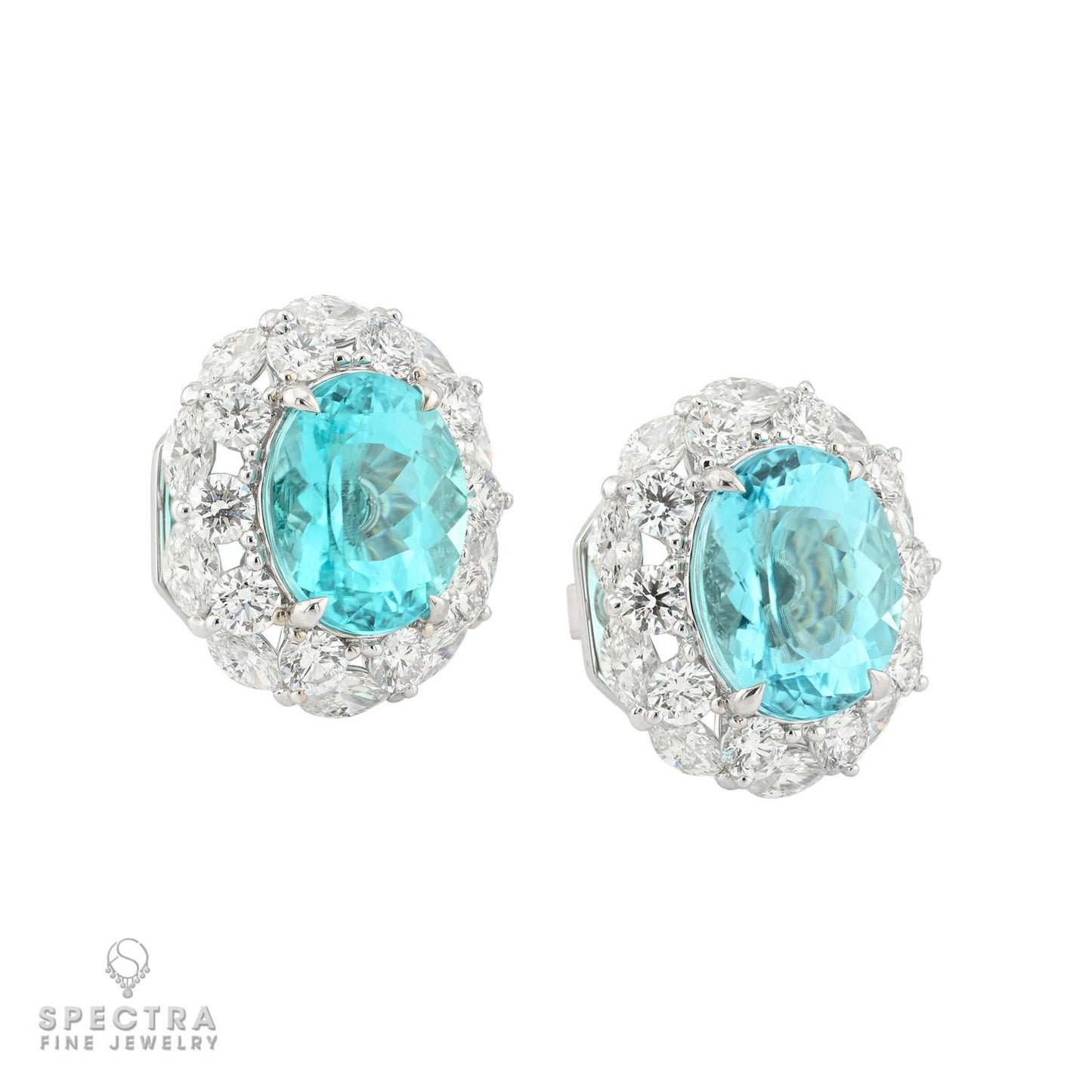 6.32 ctw Oval Mozambique Paraiba Tourmaline Earrings | SSEF
