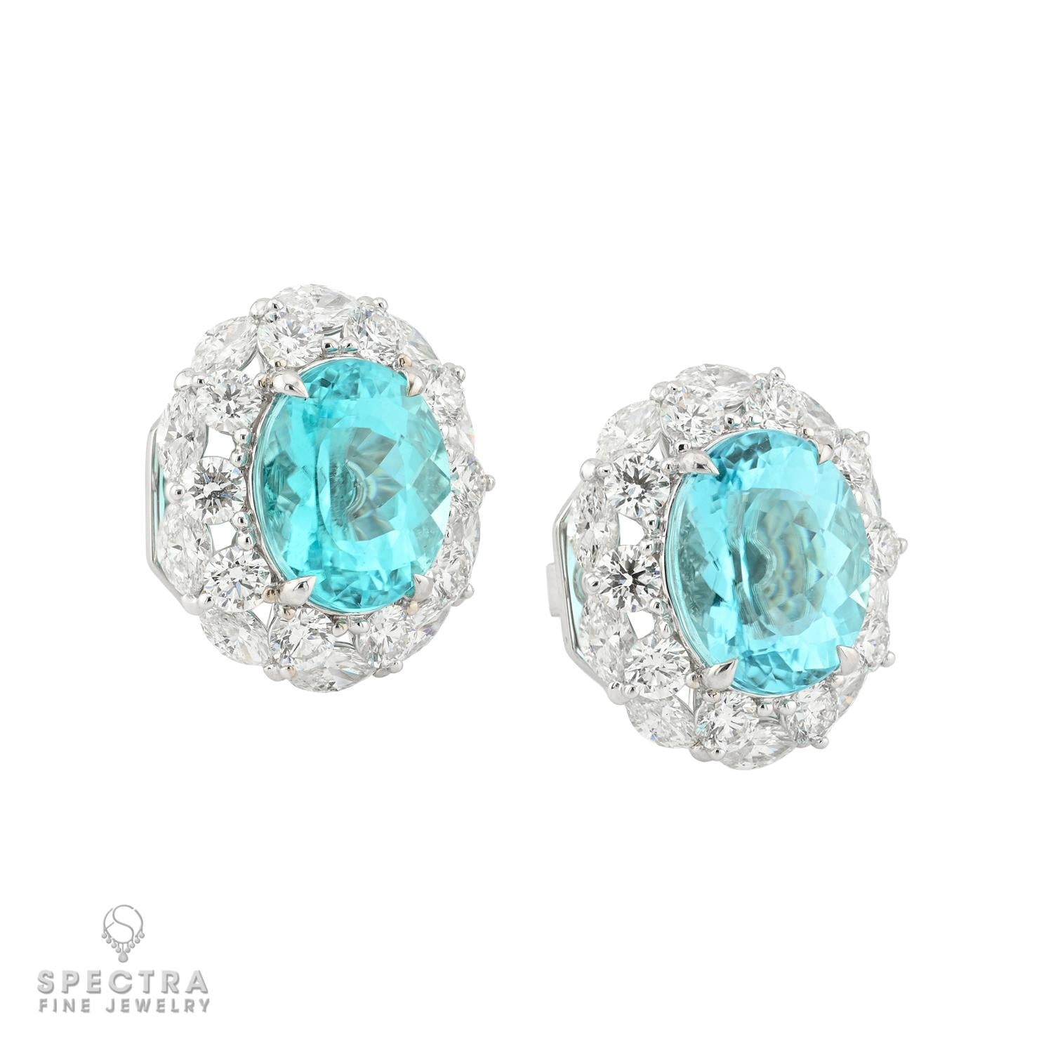 6.32 ctw Oval Mozambique Paraiba Tourmaline Earrings | SSEF