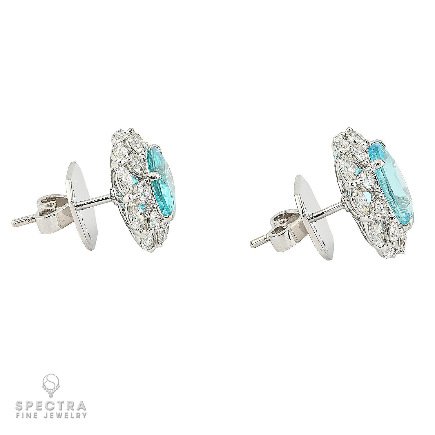 6.32 ctw Oval Mozambique Paraiba Tourmaline Earrings | SSEF