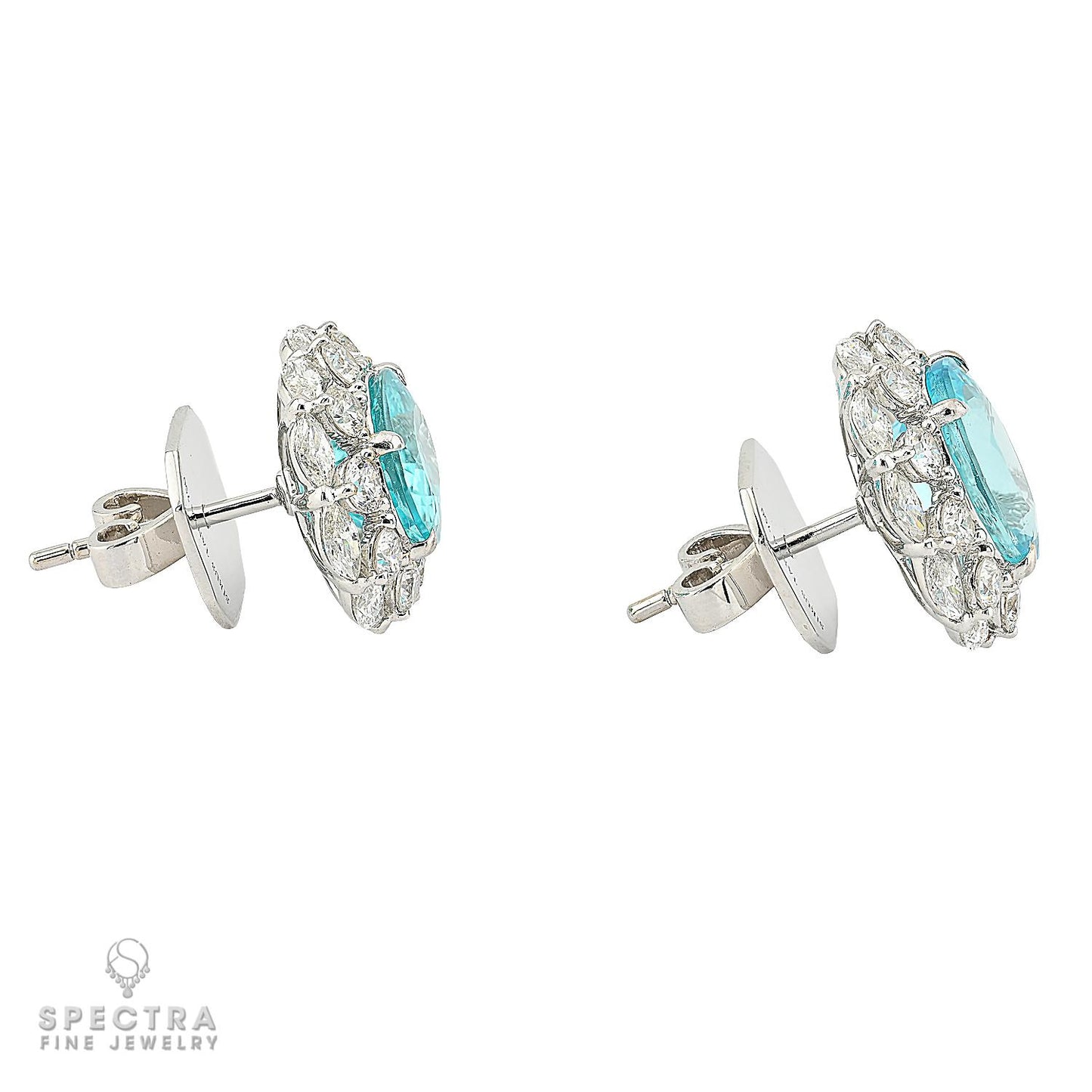 6.32 ctw Oval Mozambique Paraiba Tourmaline Earrings | SSEF
