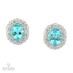 6.32 ctw Oval Mozambique Paraiba Tourmaline Earrings | SSEF