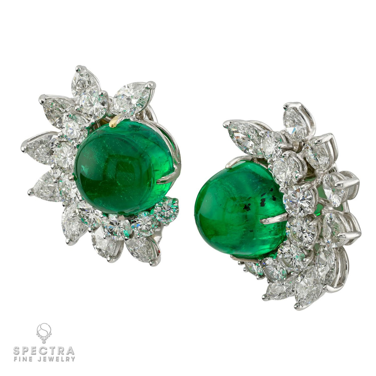 24.12 ct Colombian Emerald & Diamond Earrings