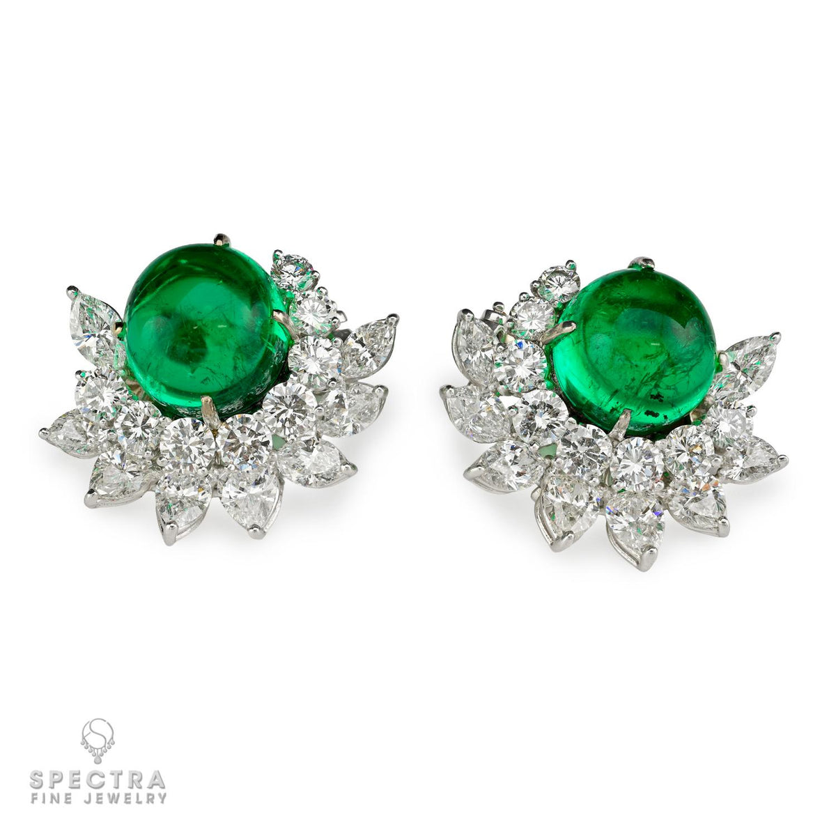 24.12 ct Colombian Emerald & Diamond Earrings