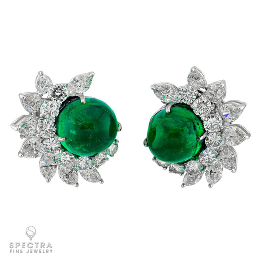 24.12 ct Colombian Emerald & Diamond Earrings