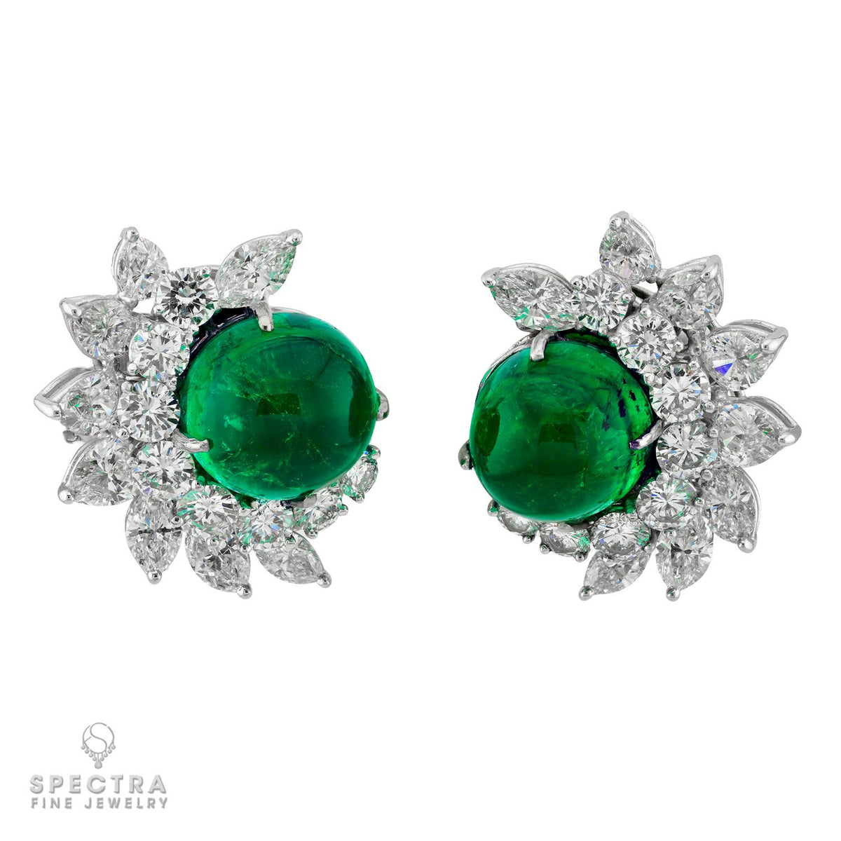 24.12 ct Colombian Emerald & Diamond Earrings