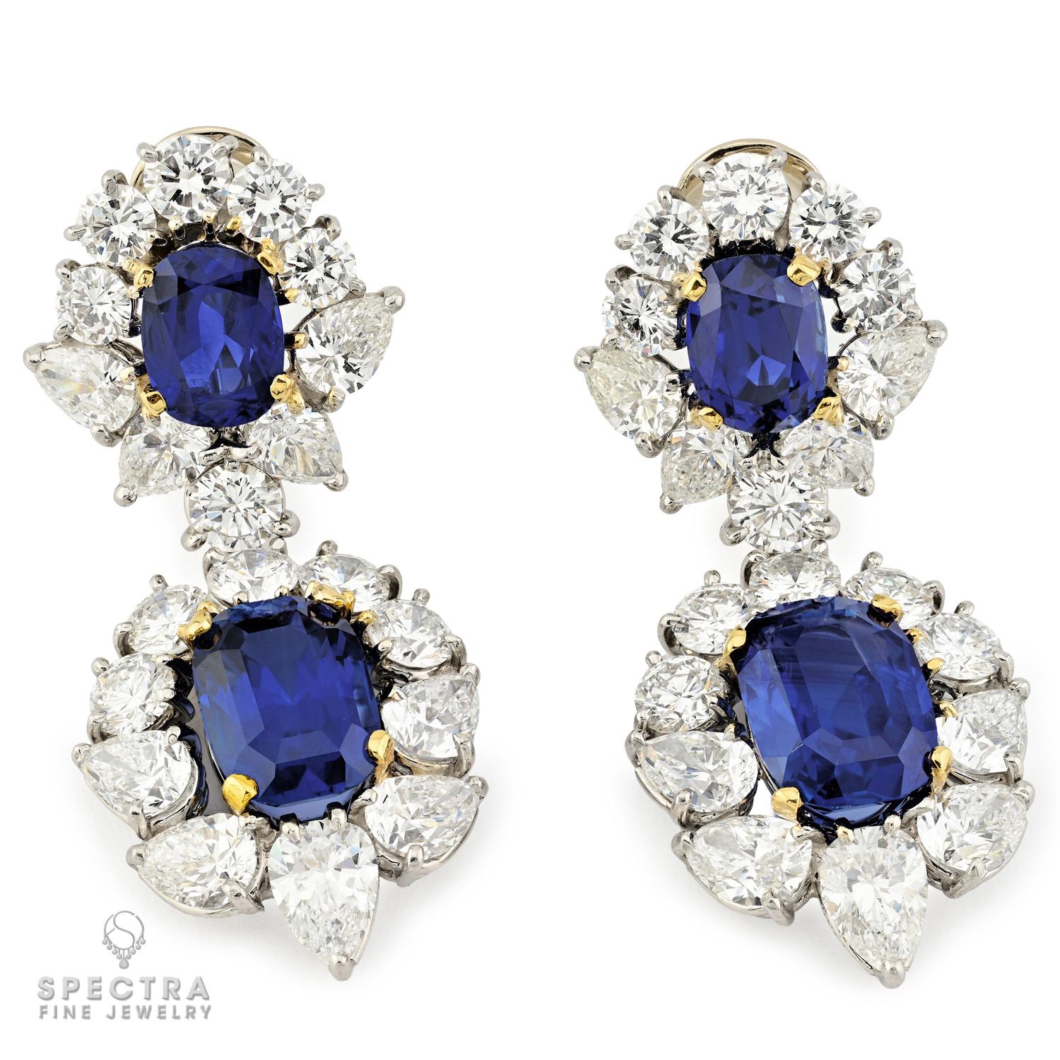 22.62ct Ceylon No-Heat Sapphire & Diamond Drop Earrings
