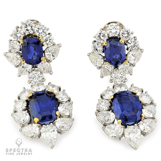 22.62ct Ceylon No-Heat Sapphire & Diamond Drop Earrings