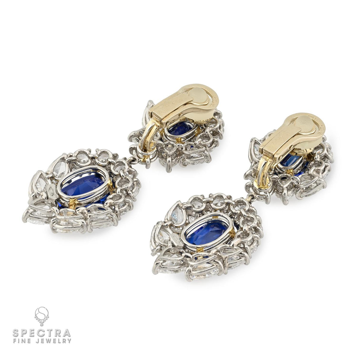 22.62ct Ceylon No-Heat Sapphire & Diamond Drop Earrings